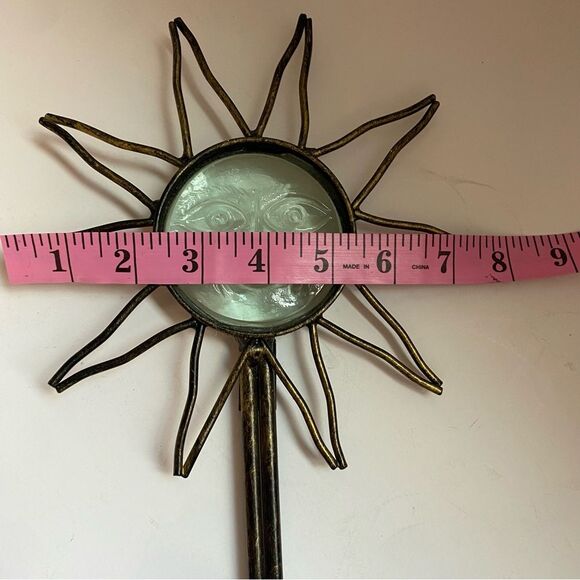 Vintage Metal & Glass Sun Wall Sconce Double Taper Candle Holder - Picture 6 of 7